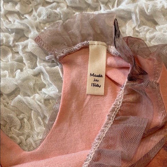 Peach floral tank with mesh overlay - Picture 2 of 2